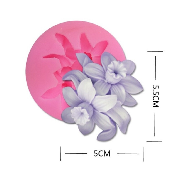 000382K8_Khuôn silicon Hoa Thủy Tiên 5cm đổ tạo hình làm bánh rau câu sinh nhật 4d