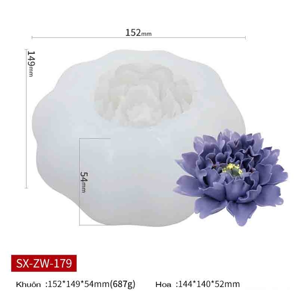 000494K3_Khuôn silicon Hoa Mẫu Đơn Đại làm bánh rau câu 4D