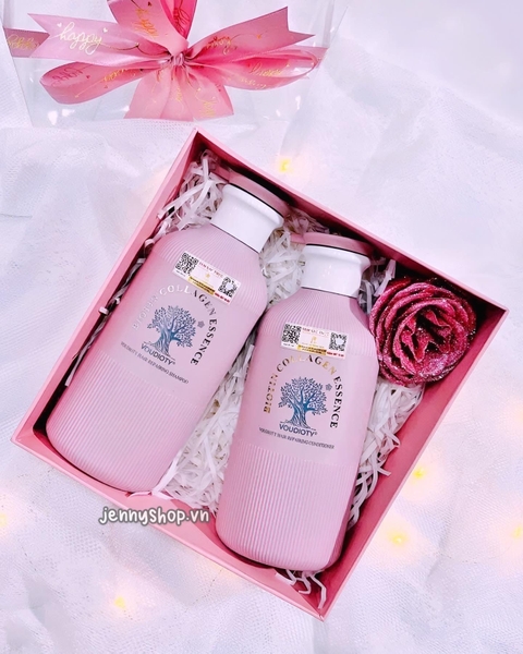 Bộ Dầu Gội Xả Biotin & Collagen Essence Màu Hồng 500ml