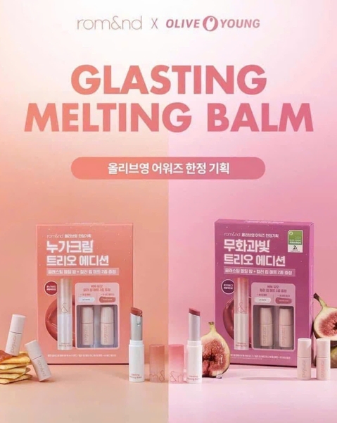 Set 3 Son Dưỡng Màu Romand Glasting Melting Balm 3.5g + Lip Matte 0.4g