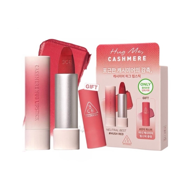 Set Son Thỏi Lì 3CE Cashmere Hug Mua 1 Tặng 1