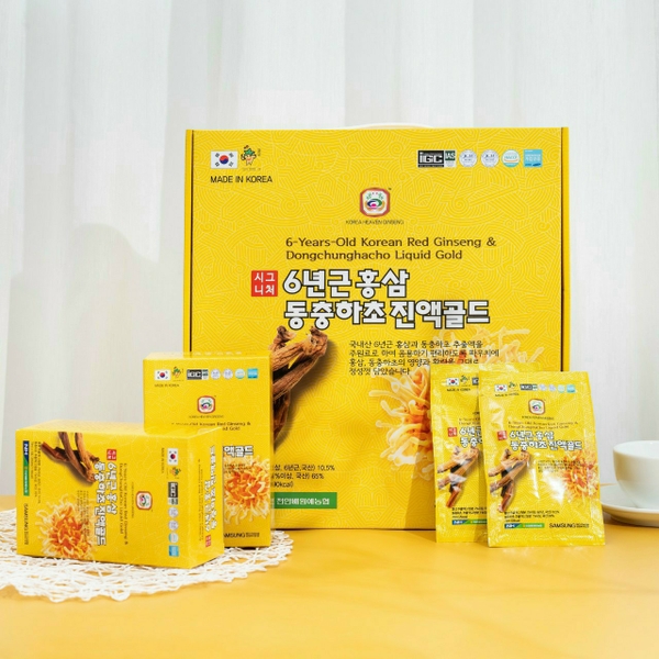 Nước hồng sâm đông trùng Gold hộp vàng 70ml x 30 gói