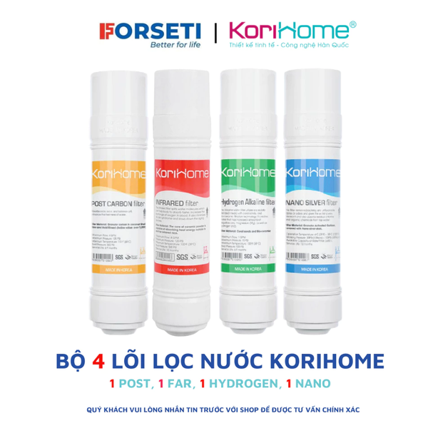 Combo 4 lõi chức năng Korihome: Post Cacbon, FAR Infrared , Hydrogen Alkaline, Nano Silver