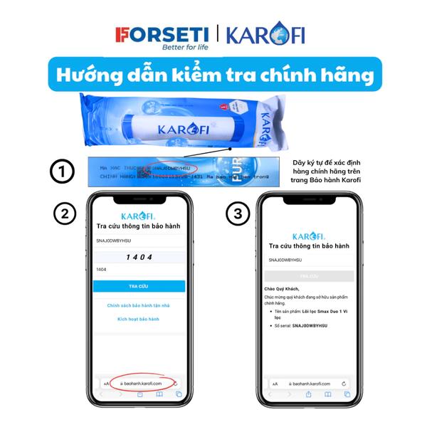[CHÍNH HÃNG] Lõi số 2 Karofi CTO GAC (Smax Duo 3 Post Carbon) dùng cho máy S-s038, OP1310, O07, P95, U03, U05, U95, D52