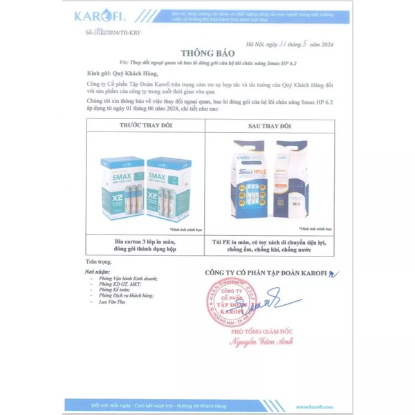 Cụm 6 lõi lọc chức năng Smax hiệu suất cao HP 6.2 Karofi lắp cho máy KAQ-U05, KAQ-U95, KAQ-O07, ERO100,...