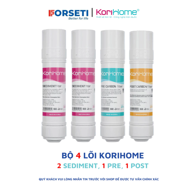 Combo 2 lõi sediment + 1 lõi Precarbon + 1 lõi post carbon Korihome chính hãng dùng cho tất cả các đời máy Korihome