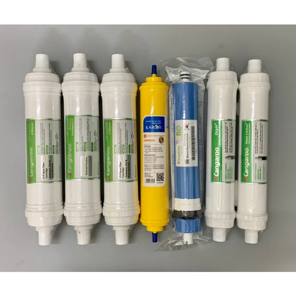 Combo 7 Lõi Lọc Nước Dành Cho Máy KG100ES, KG100EO Kangaroo (123HK + Cation Karofi + RO 50GPD + OrpH+ và Nano Carbon+)