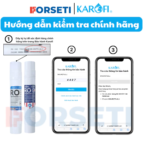 Combo màng RO đúc nguyên khối 100 GPD và 4 lõi chức năng T33, Mineral, Orp, Nano cho máy Karofi