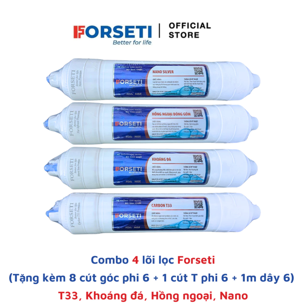 Bộ lõi lọc chức năng Forseti dùng cho máy lọc nước RO (tặng kèm cút nối, dây dẫn)