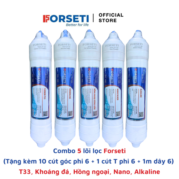 Bộ lõi lọc chức năng Forseti dùng cho máy lọc nước RO (tặng kèm cút nối, dây dẫn)