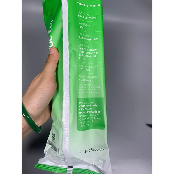 Lõi lọc thô số 3 Kangaroo Eco lắp cho máy lọc nước RO có 3 cốc lọc 10inch - Hàng chính hãng