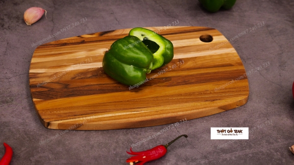 Thớt Gỗ Teak Cao Cấp - Cắt Thái, Trang Trí - 30,5x20,5x1,4cm - OVL01