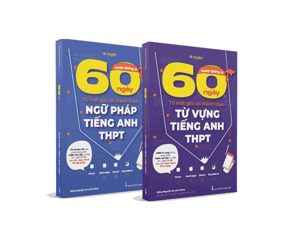 Combo Từ vựng và Ngữ pháp - Sách 60 ngày từ mất gốc tới thành thạo Tiếng Anh THPT - Nhà sách Ôn luyện