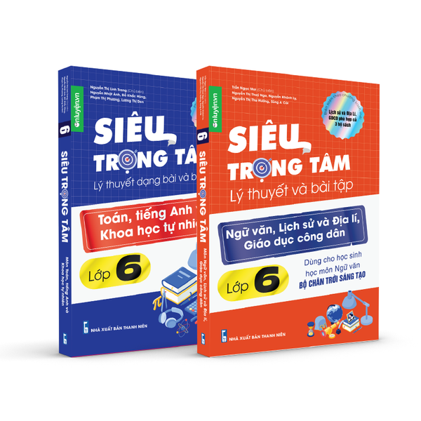 Lớp 6 (Bộ Chân Trời) - Combo 2 Sách Siêu trọng tâm TOÁN, TIẾNG ANH, KHTN và Văn, Khoa học xã hội lớp 6 - Nhà sách Ôn luyện