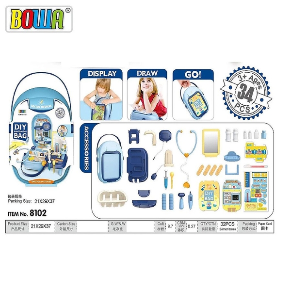 Đồ Chơi Bowa - Bộ Bác Sĩ 34 Chi Tiết 8102