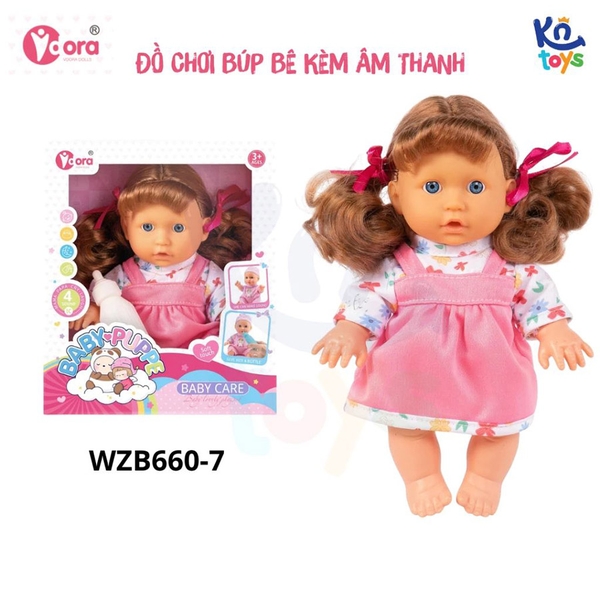 Đồ Chơi Búp Bê Vdora - Bé Gái Tóc Nâu 9 Inch Kèm Bình Sữa, Nói 4 Âm Thanh WZB660-7