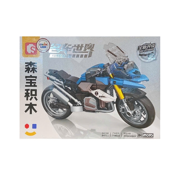 Đồ Chơi Bộ Lắp Ráp Siêu Xe Mô Tô Tốc Độ Màu Xanh Sembo 714532