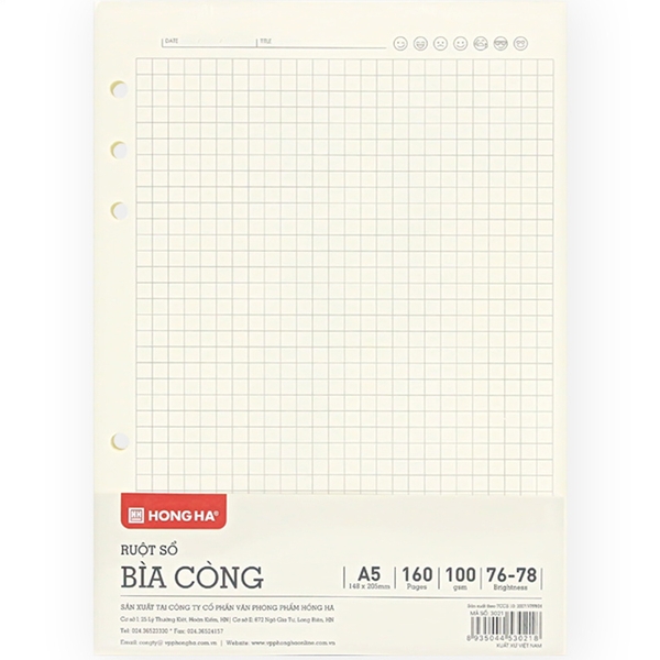 Ruột Sổ Còng Hồng Hà A5 Kẻ Caro 160 Trang 3021