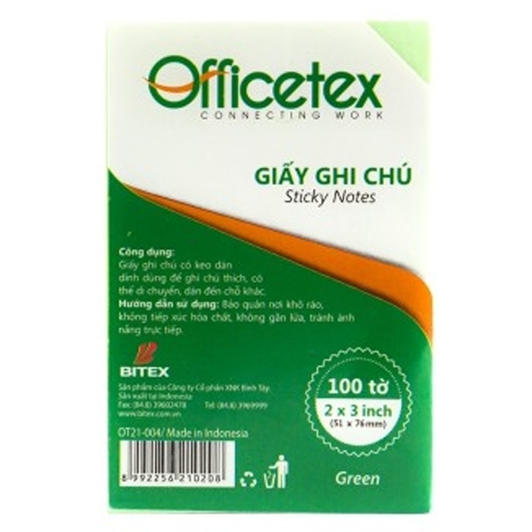 Giấy Note Officetex 3x2 Màu Xanh Lá