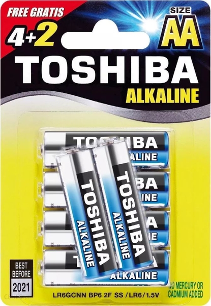 Pin Tiểu Alkaline Toshiba AA 1.5V (Vỉ 6 Viên)