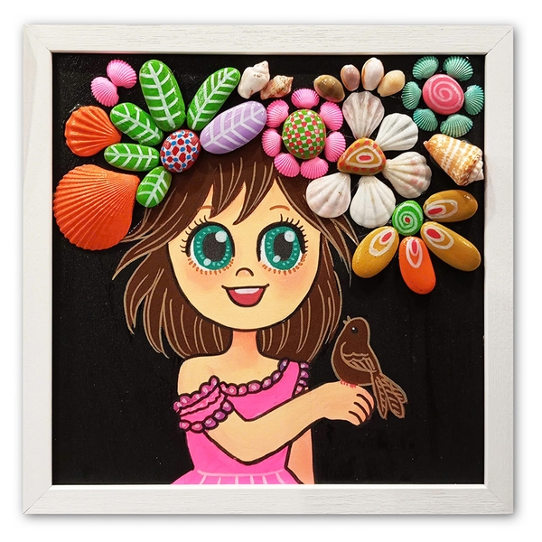 Tranh Sỏi Arcylic - Hoa Nở Giữa Đá Sỏi - ADC159