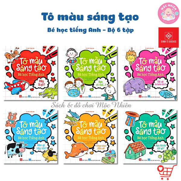Sách - Tô màu sáng tạo Bé học tiếng anh - Trọn bộ 6 cuốn dành cho bé 3 - 6 tuổi - Đinh Tị Books