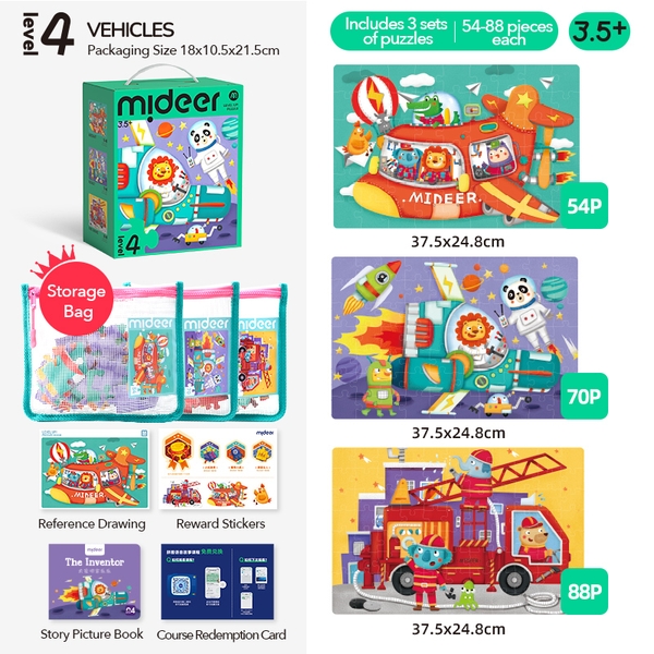 Đồ chơi xếp hình puzzle Mideer level 4 - Xe cứu hỏa