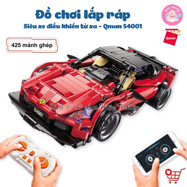Đồ Chơi Xếp Hình Lắp Ráp Xe Đua Điều Khiển Từ Xa Qman 54001 - Siêu xe màu đỏ (425 chi tiết)