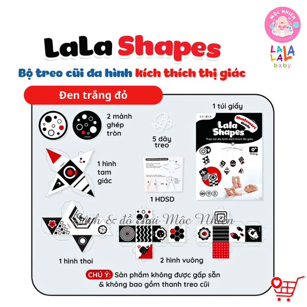 Đồ chơi treo cũi đa hình 5D Lala Shapes kích thích thị giác cho bé sơ ...