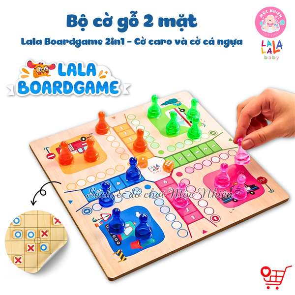 Đồ chơi cờ Lala Boardgame 2in1 - Bộ cờ gỗ 2 mặt cờ caro và cờ cá ngựa - Lalala baby