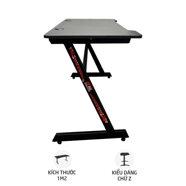 BÀN GAMING GT SERIES CHỮ Z - 120cmx60cm - ĐEN - TRẮNG - HỒNG