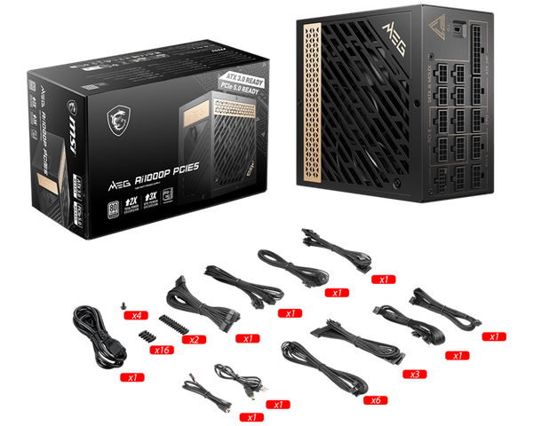 NGUỒN MSI MEG Ai1000G 1000W 80+ PLATINUM PCIe5.0 ATX3.0 (Full-Modullar)