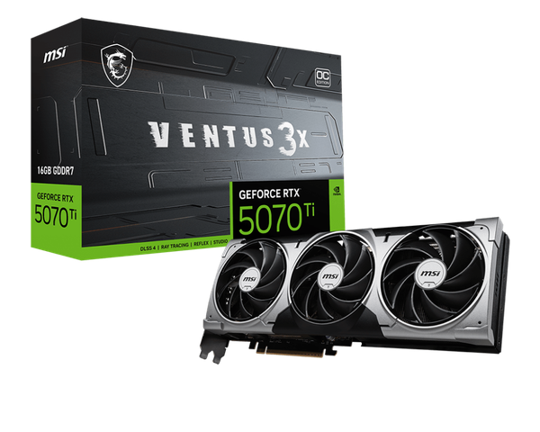 Card màn hình MSI GEFORCE RTX 5070 Ti 16GB VENTUS 3X
