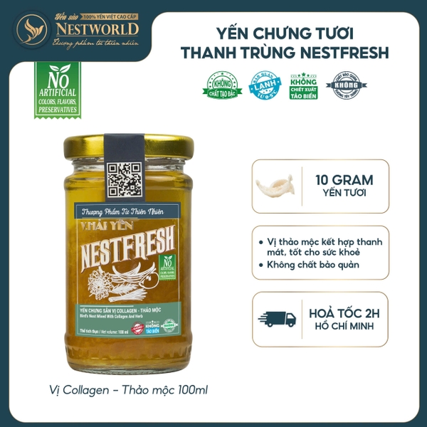 [Hỏa tốc HCM] Yến chưng tươi thanh trùng Nestfresh100ml - Vị collagen thảo mộc