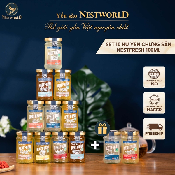[Hỏa tốc HCM]-Set 10 tặng 2 Hủ Yến chưng tươi thanh trùng Nestfresh100ml (10gram yến)