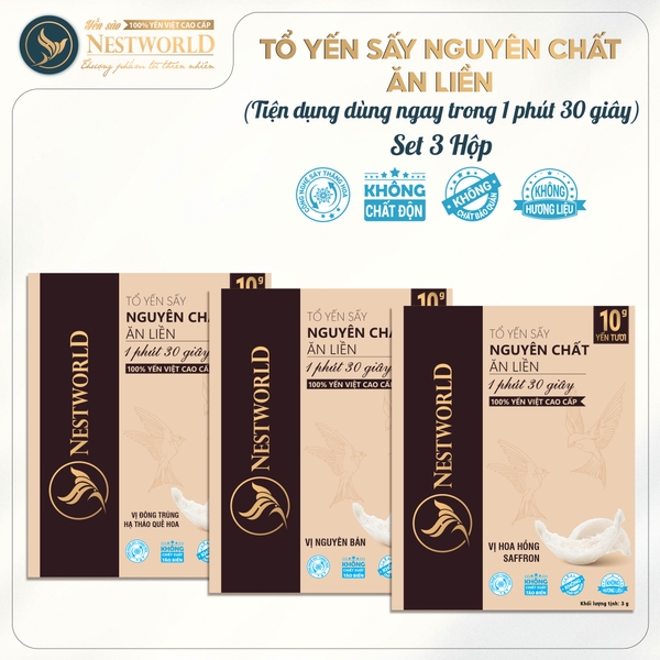 Combo 3 Hộp - Mỗi hộp 1 Thanh Tổ Yến Sấy Nguyên Chất Ăn Liền NESTWORLD