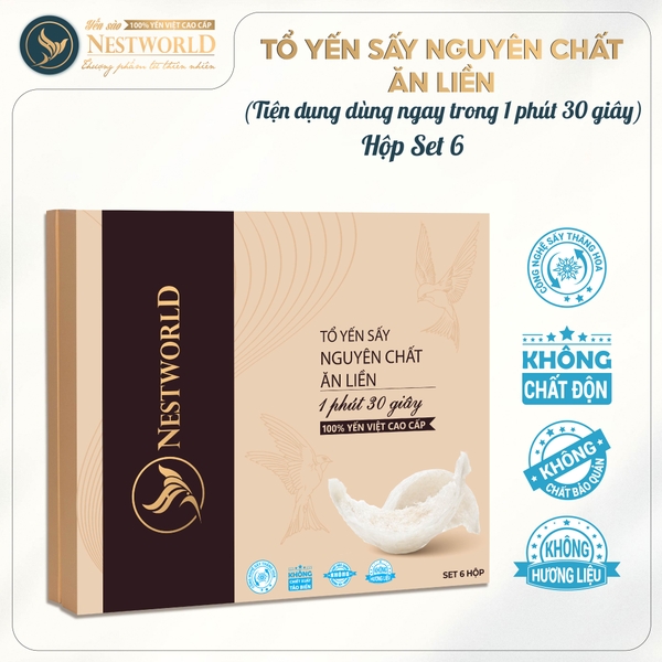 [Mới]Tổ Yến Sấy Nguyên Chất Ăn Liền NESTWORLD - Hộp Set 6 Thanh Yến