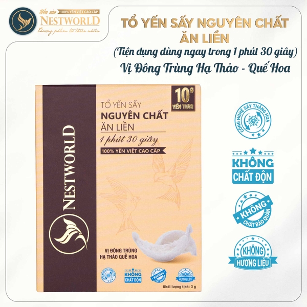 [Mới] Tổ Yến Sấy Nguyên Chất Ăn Liền NESTWORLD - Hộp 1 Thanh Yến
