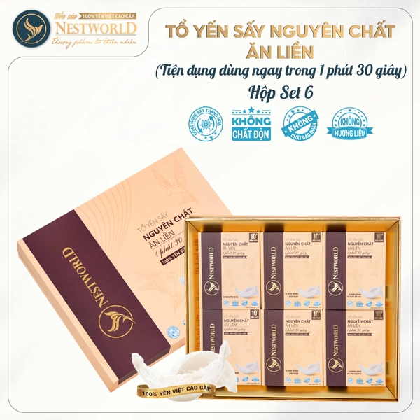 [Mới]Tổ Yến Sấy Nguyên Chất Ăn Liền NESTWORLD - Hộp Set 6 Thanh Yến