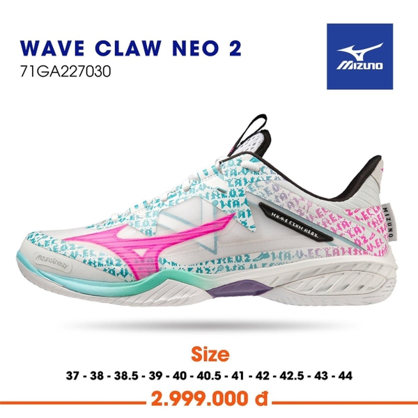 giay-mizuno-wave-claw-neo-2-trang-hong-xanh