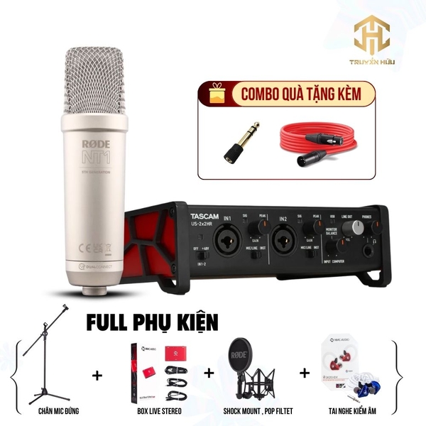 Combo Thu Âm Rode NT1 5th + Tascam US-2x2HR