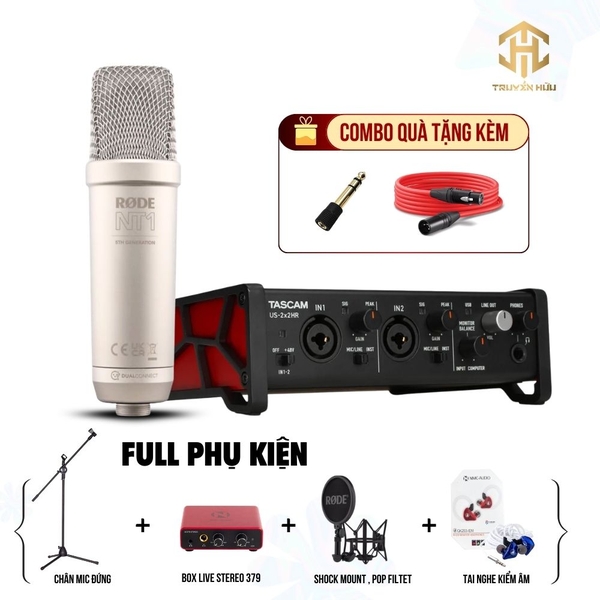 Combo Thu Âm Rode NT1 5th + Tascam US-2x2HR (Boxlive 379)