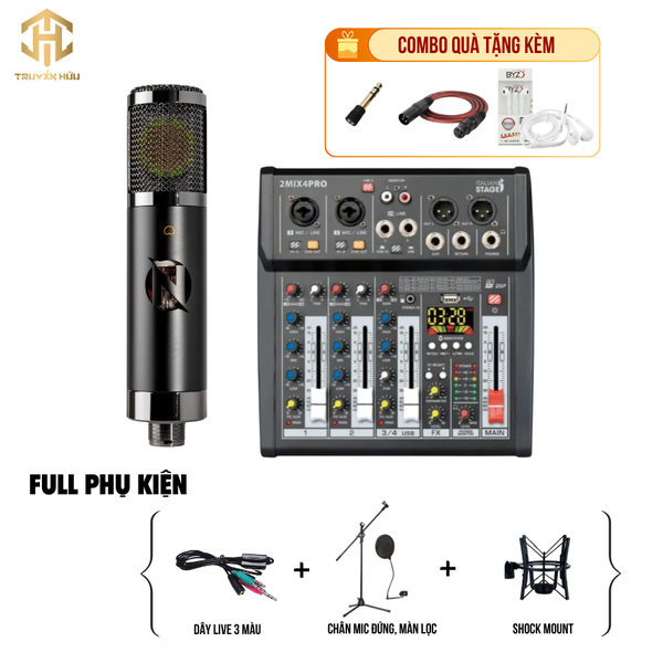 Combo Livestream Italian Stage 2MIX4 Pro+ Micro 9304 (Dây live 3 màu)