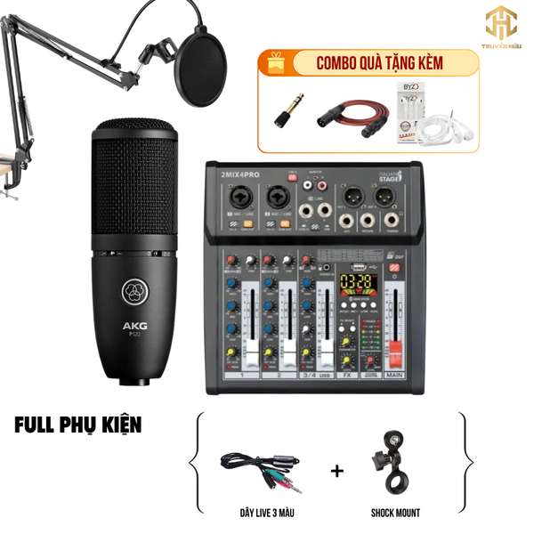 Combo Livestream Italian Stage 2MIX4 Pro+ Micro P120 (Dây live 3 màu)