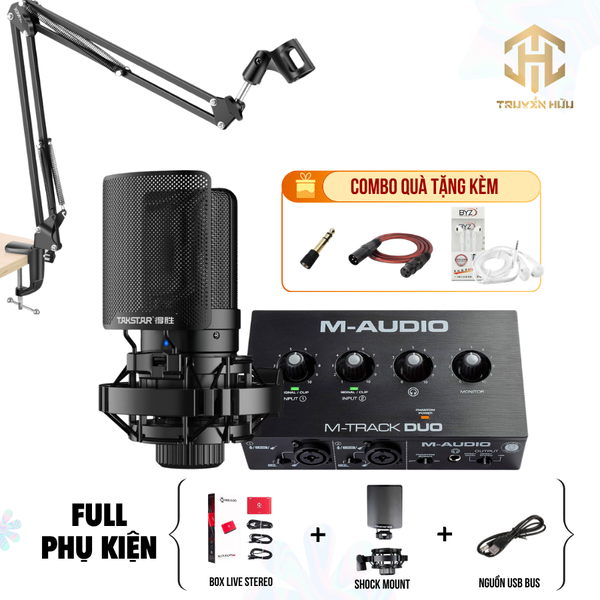 Combo Livestream Soundcard M-TRACK DUO + Micro SM8B (Boxlive 378)