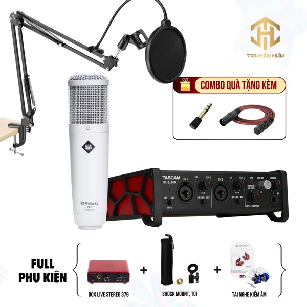 Combo Thu âm PreSonus PX-1 + Soundcard Tascam US-2x2HR (Boxlive 379)