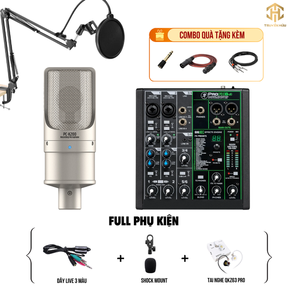 Combo Livestream MACKIE PROFX 6V3 + Micro K200 (Dây live 3 màu)