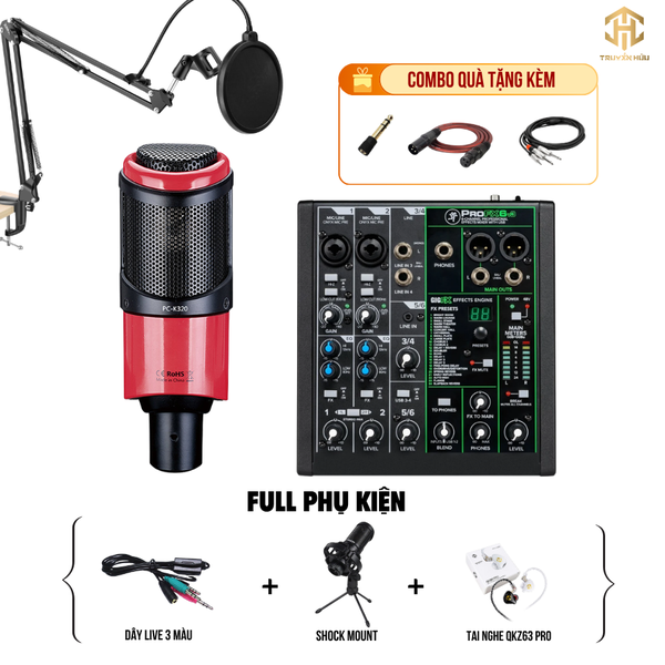 Combo Livestream MACKIE PROFX 6V3 + Micro K320 (Dây live 3 màu)