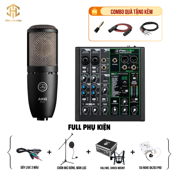 Combo Livestream MACKIE PROFX 6V3 + Micro P220 (Dây live 3 màu)