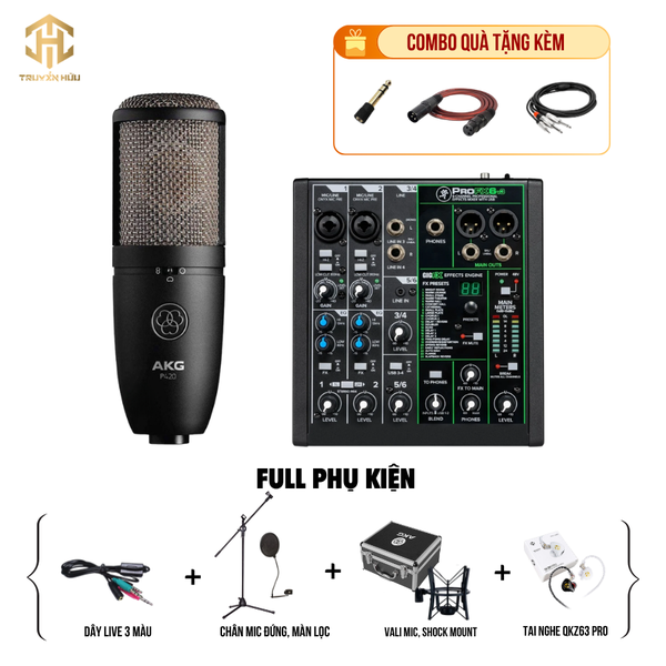 Combo Livestream MACKIE PROFX 6V3 + Micro P420 (Dây live 3 màu)